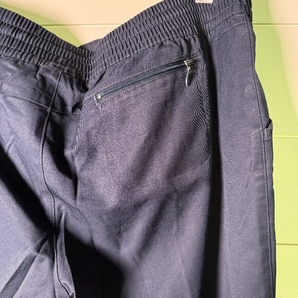 VTG Nike Wide Leg Capri Workout Pants XL (16-18) Navy with Yellow Swoosh - Picture 3 of 7